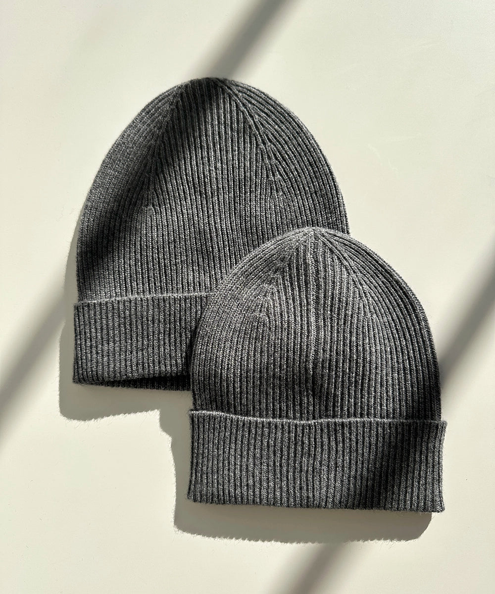 Adult + Mini Beanie Set - Charcoal