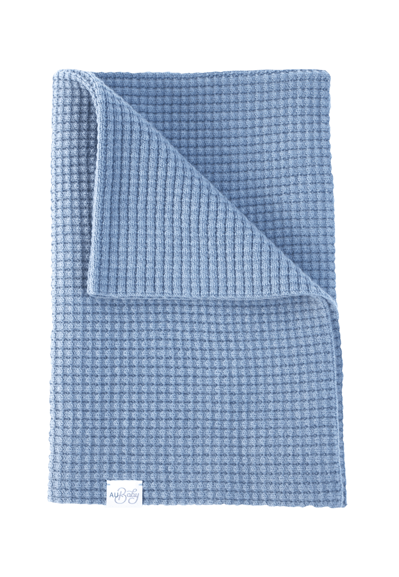 AU Baby plant dyed merino blanket in Sky Blue.