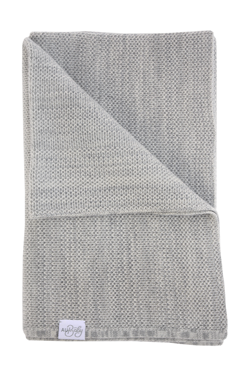 AU Baby plant dyed merino Sawa blanket in Moonstone Grey. Non-toxic, natural baby blanket.